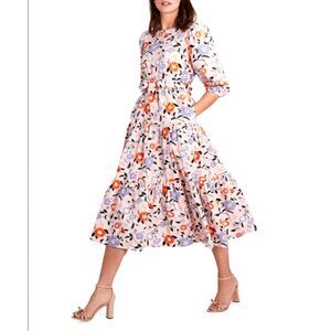 NWT Kate Spade Garden Dress Puffy Sleeves Pockets Poplin Cotton Small